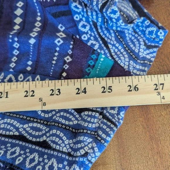 Blue White Print Cotton Empire Waist Babydoll Dress Sz 2X 26/28 Resortwear Boho - Picture 5 of 8